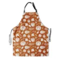Autumn pumpkin print kitchen apron, fall holiday rustic cooking bib with adjustable strap. - Retro Orange Vine (TQWQ07-46)