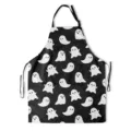 Halloween cute ghost printed kitchen apron for home cooking, baking and festive party wear. - Black Funny Ghost (TQWQ07-47)