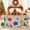 Weihnachtsdichte Tischdecke festliche Polyester Dekoration fuer Esstisch und Schrank - Abstrakter Feiertagsdruck-Stil (ZQUN17-60)