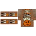 Halloween table runner and placemat set, cute ghost pumpkin cat design for holiday decor. - ZQ206-14