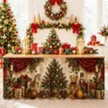 Weihnachten Tischrock wasserdicht feiertag party esstisch schrank dekorative abdeckung - Retro-Weihnachtsnussknacker-Stil (ZQUN17-59)