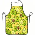 Süße Cartoon Avocado Küchenschürze, gelbe Kochschürze mit fröhlichem Muster für Haushalt. - Avocado