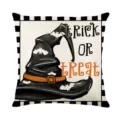 Federa cuscino strega Halloween nero bianco scozzese copricuscino decorativo per festa casa - 45*45cm / DYM552-3