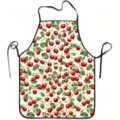 Küchenschürze mit frischem rotem Kirschenmuster, ärmelloses Kochen Detailansicht Design. - Kirsche