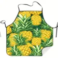 Ananas Muster Druck Kuechenschuerze fuer Kochen und Backen, modernes aermelloses Design. - Kurzplüsch Kindergröße / Ananas