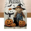 Détail de chemin de table Halloween avec impression d'épouvantail et citrouille. - ZQ202-3
