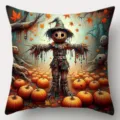 Halloween scarecrow cushion cover dark fantasy gothic style pumpkin patch print detail view - Style 1 / 45*45cm Short Plush Single Sided Without Core