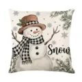 Christmas throw pillow cover featuring cute snowman design, digital print linen cushion case. - XY770-37