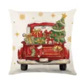 Christmas decorative pillowcase with vintage red truck and tree illustration detail. - XY770-36