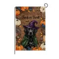 Halloween black lab garden flag witch hat pumpkin autumn outdoor yard decor banner - Labrador Dog Style (HYQ211-1)