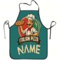 Italian pizza chef print kitchen apron, adjustable cooking bib for home cooking and baking. - Pizza Chef
