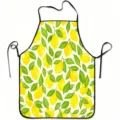 Close-up detail of fresh lemon pattern kitchen apron with black trim and comfortable fabric. - Kids Short Fleece 47x38cm / Dense Small Lemon