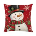 Close-up detail of festive Christmas decorative cushion cover featuring a cute snowman illustration. - XY770-9