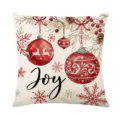 Christmas decorative cushion cover featuring red baubles watercolor design and joy text for home - XY770-8
