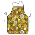 Close-up of retro floral print apron detail, vibrant 70s flower pattern, kitchen cooking gear. - 47x38cm (Short Plush) / Floral Style 3 (TQWQ02-3)