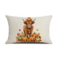 Thanksgiving Highland Cow Pumpkin Maple Leaf Lumbar Pillowcase Watercolor Cushion Cover Home Decor - 30x50cm Single Side Without Pillow Core / DYM550-2