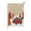 Bandiera da giardino natalizia con camioncino rosso vintage e alberi per decorazione esterna. - Bandiera da Giardino di Natale(HYQ212-9)