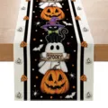 Camino de mesa Halloween spooky calabaza gato negro fantasma decoración de fiesta - 33*183cm / Estilo ZQ201-2