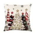 Christmas throw pillow cover featuring festive watercolor trees and golden stars pattern. - XY770-1