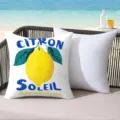 Housse de coussin imprimee citron frais d'ete pour canape de plage piscine exterieure deco - 45x45 cm / CDR496-6