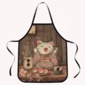 Cute Japanese cat sushi print kitchen apron, funny cooking waterproof bib for home baking. - Short Plush Kids Size / Japanese Cat