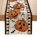 Camino de mesa de Halloween decoración de mesa de comedor naranja negro fantasma calabaza - 33*183cm / Estilo ZQ201-4