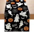 Camino de mesa Halloween negro fantasma calabaza telaraña decoración fiesta espeluznante - 33*183cm / Estilo ZQ201-5