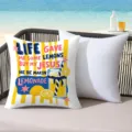 Housse de coussin imprime citron frais d'ete, coussin de sofa style plage exterieur deco. - 45x45 cm / CDR496-7