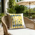 Summer yellow white striped throw pillow cover margarita weather design for outdoor patio sofa cushion. - 45x45cm / CDR497-3 Style