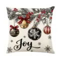 Christmas decorative throw pillow cover with festive pine branch and joy print for sofa home decor. - XY770-4