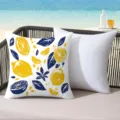 Housse de coussin imprimee de citrons bleu et jaune pour decoration de canape - 45x45 cm / CDR496-8
