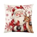 Christmas digital print cushion cover festive Santa and reindeer sofa pillow case home decor. - XY770-5