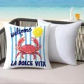 Housse de coussin motif citron et crabe style ete decoration de canape plage 45x45cm - 45x45 cm / CDR496-9
