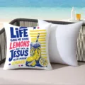 Housse de coussin imprimé citron d'été, taie décorative blanche pour canapé de plage. - 45x45 cm / CDR496-11