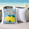 Housse de coussin imprimé citron frais d'été coussin de canapé de piscine de plage extérieure - 45x45 cm / CDR496-12