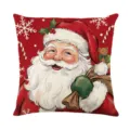 Christmas Santa Claus Printed Cushion Cover Festive Red Sofa Pillow Home Holiday Decor - XY770-12