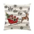 Christmas throw pillow cover featuring cute reindeer and sleigh print for holiday home decor. - XY770-14