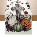 Camino de mesa de Halloween decoracion festiva de mesa de comedor estilo espeluznante - 33*183cm / Estilo ZQ201-13