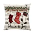 Christmas decorative pillow cover with festive stockings and text print for home decor. - XY770-15
