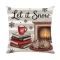 Christmas throw pillow cover with cat and fireplace design for holiday home decor. - XY770-16