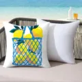 Housse de coussin imprimé citron frais d'été, coussin filet bleu pour canapé et plage de sable. - 45x45 cm / CDR496-18