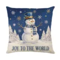 Christmas pillow cover featuring a cute snowman and snowflake design, perfect for holiday home decor. - XY770-19