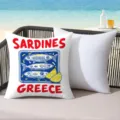 Housse de coussin imprimee citron et sardine style ete pour canape piscine plage deco - 45x45 cm / CDR496-19