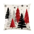 Christmas pillow cover with red and black abstract trees and snowflakes. Ideal for holiday decor. - XY770-29