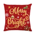 Christmas decorative pillow cover featuring Merry Bright text and festive prints for sofa home decor. - XY770-35