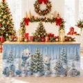 WeihnachtsTischrock Polyester wasserdichte Tischdeko mit Eisbär Tiermotiv für festliche Feier. - Polartier-Stil (ZQUN17-56)