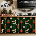Christmas cabinet curtain festive holiday home decor 2D flat printing polyester fabric skirt - Christmas Horse Gift Box