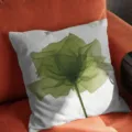 Housse de coussin en mélange de lin avec motif de fleur verte artistique pour salon. - MM02-4