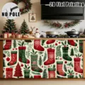 Christmas cabinet curtain festive holiday dust cover short curtain for home kitchen decor - Full Print Stocking Leaf