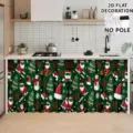 Christmas kitchen cabinet curtain waterproof polyester holiday decorative table skirt decor - Colorful Reindeer